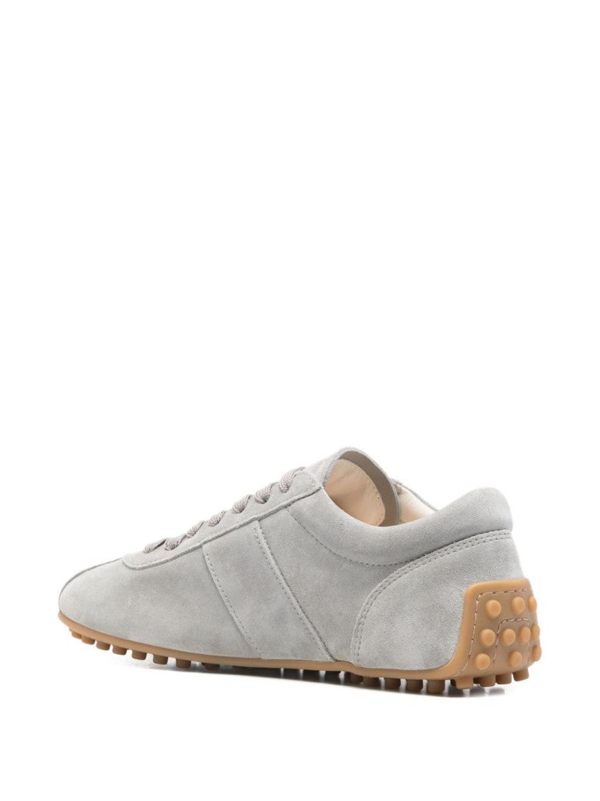 Tod's Grey Silk And Nylon Lace Sneakers
