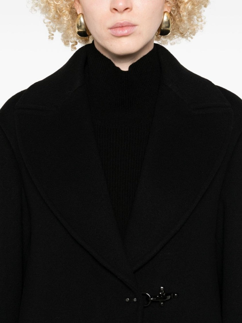 Fay Tailored Black Wool Blend Giacconi Coat