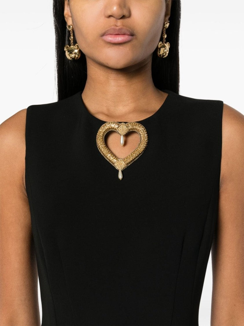 Moschino Elegant Black Crepe Midi Dress