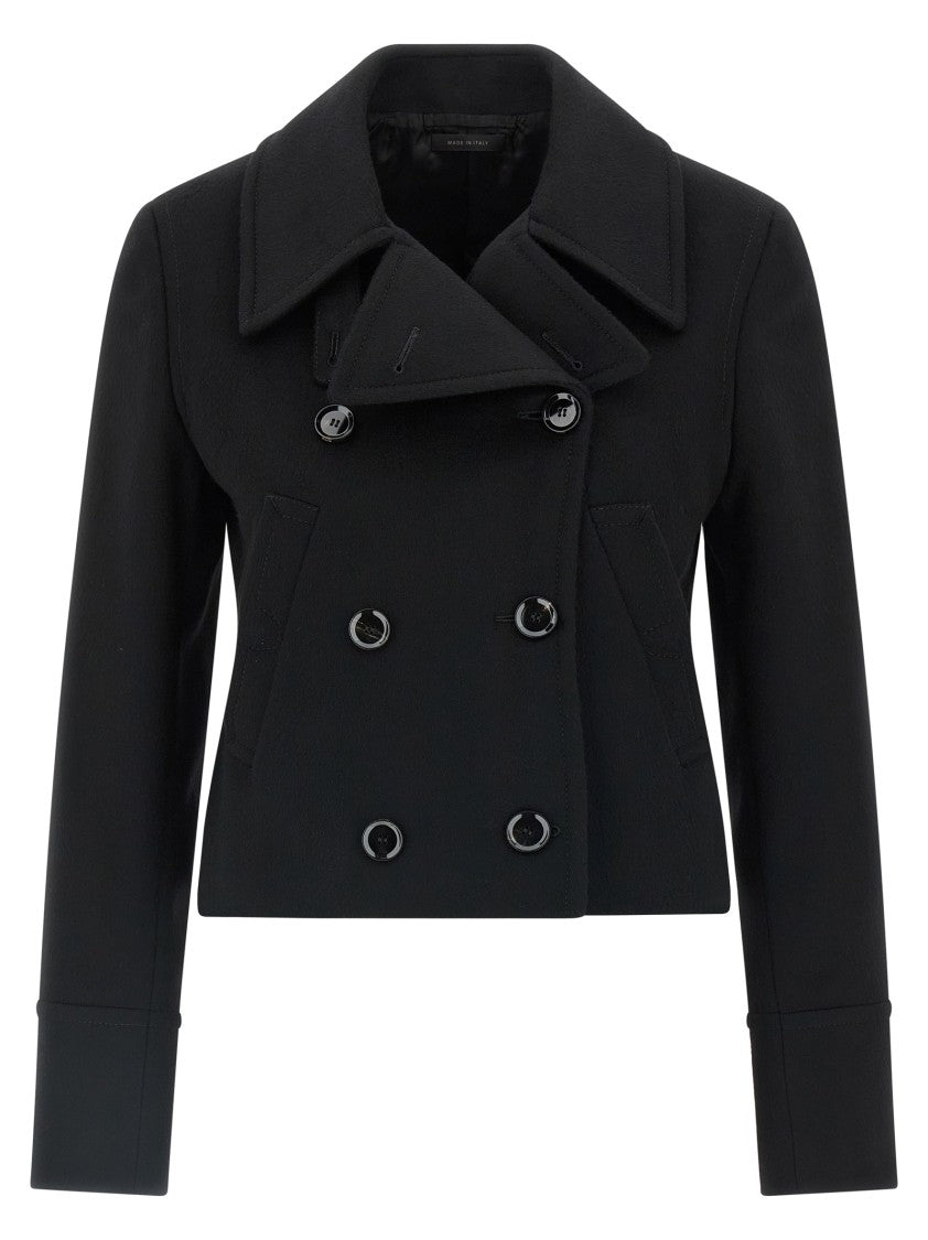 Brioni Double-Breasted Cashmere Cropped Coat With Lapel Collar