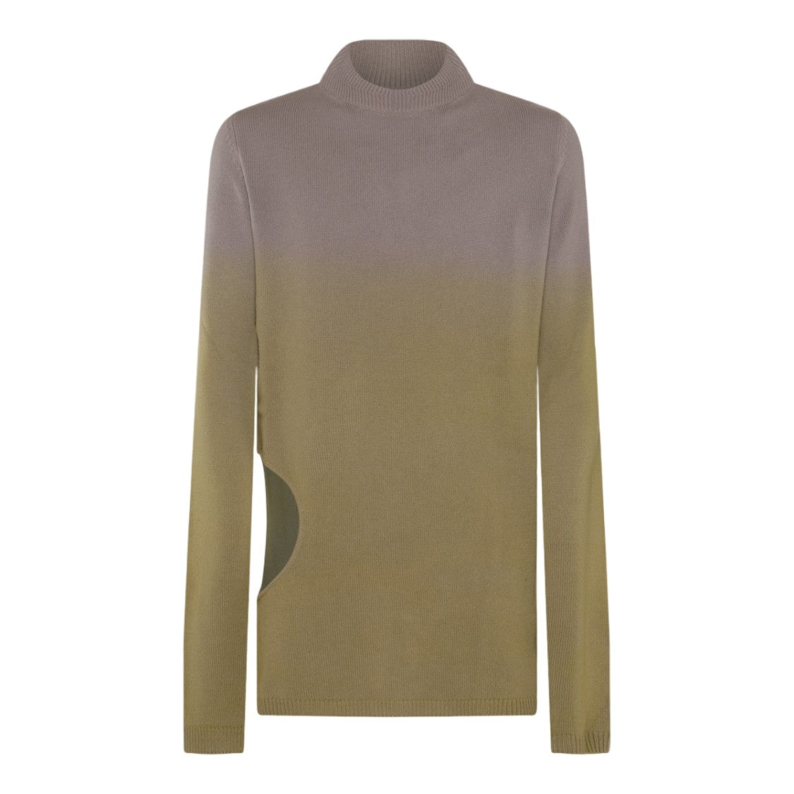 Moncler X Rick Owens Gradient Knit Sweater With High Neckline And Circular Patch Detail
