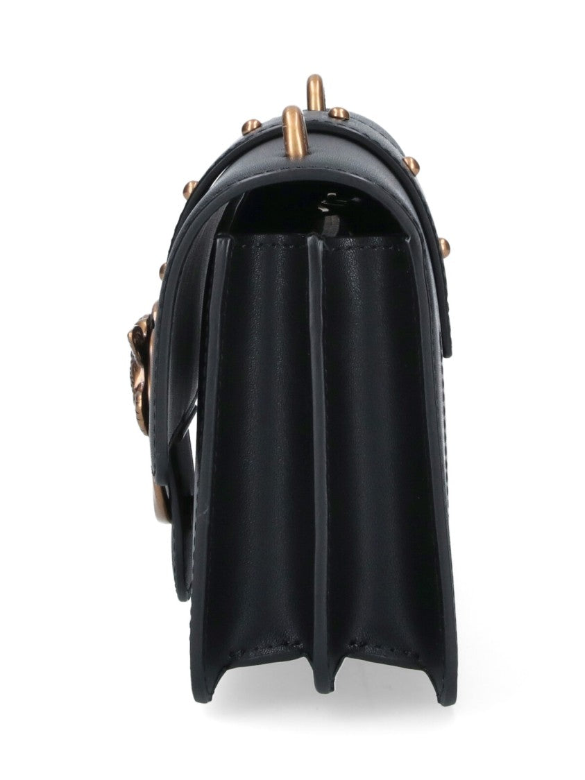 Pinko Black Love One Flap Leather Bag