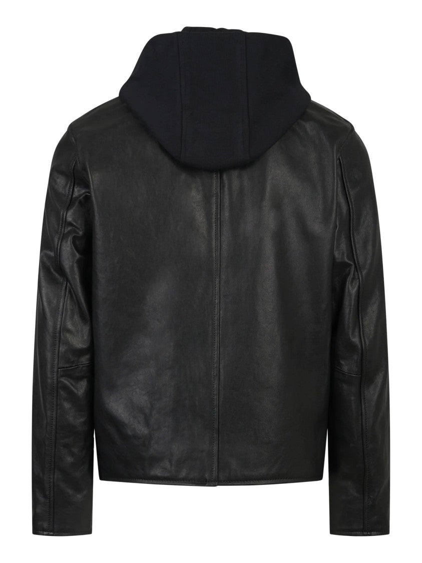 Dondup Hooded Biker Jacket With Zip Fastening And Minimalist Design