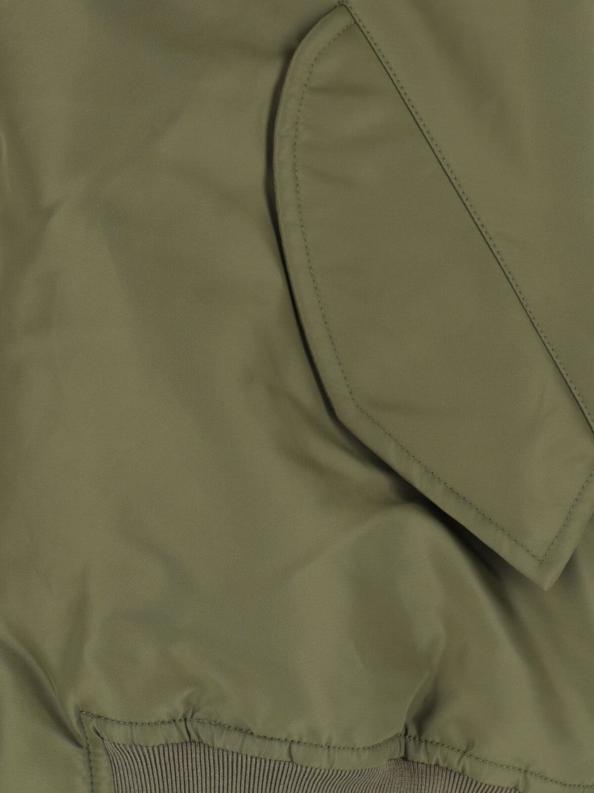 Hed Mayner Green Nylon Zip Jacket With Ribbed Details