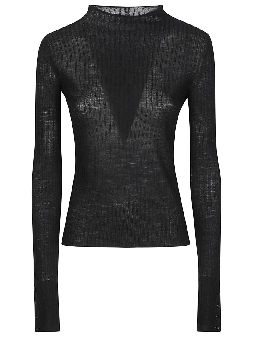 Patrizia Pepe Black Long Sleeve Turtle Neck Fitted Wool Turtleneck