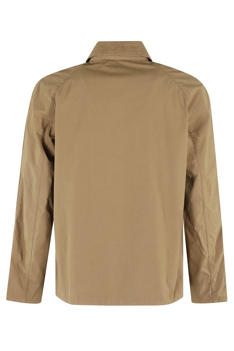Barbour Stone-Colored Garment-Dyed Casual Jacket With Corduroy Collar