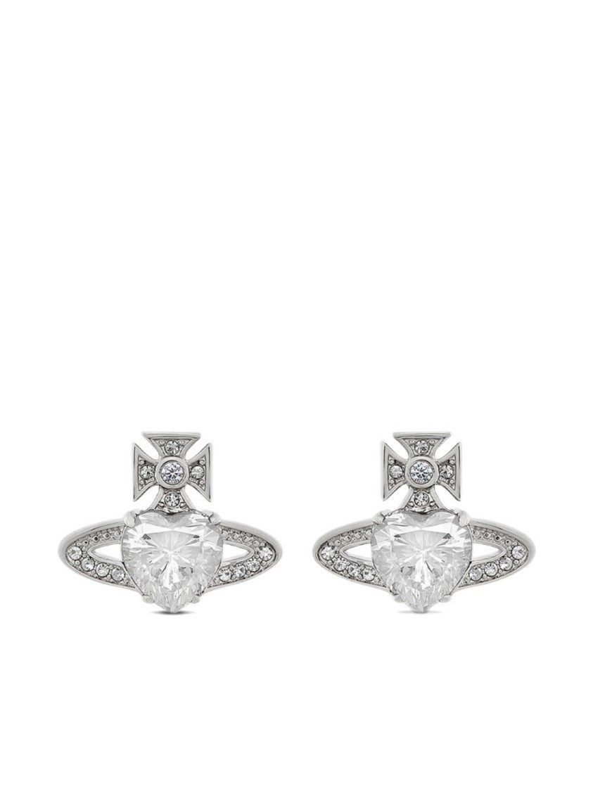 Vivienne Westwood Silver-Tone Stud Earrings With Heart-Shaped Gem