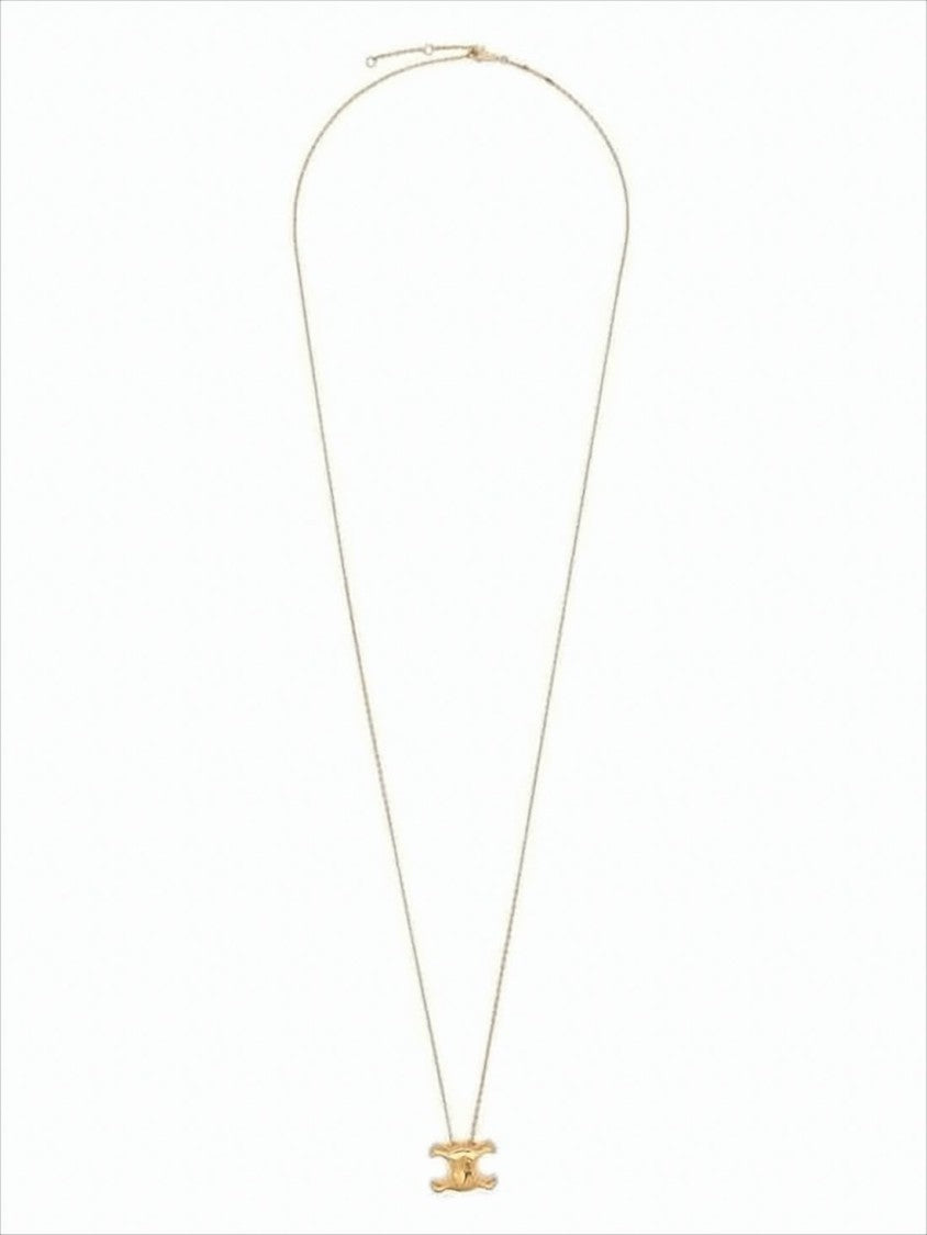 Celine Polished Yellow Brass Pendant Necklace