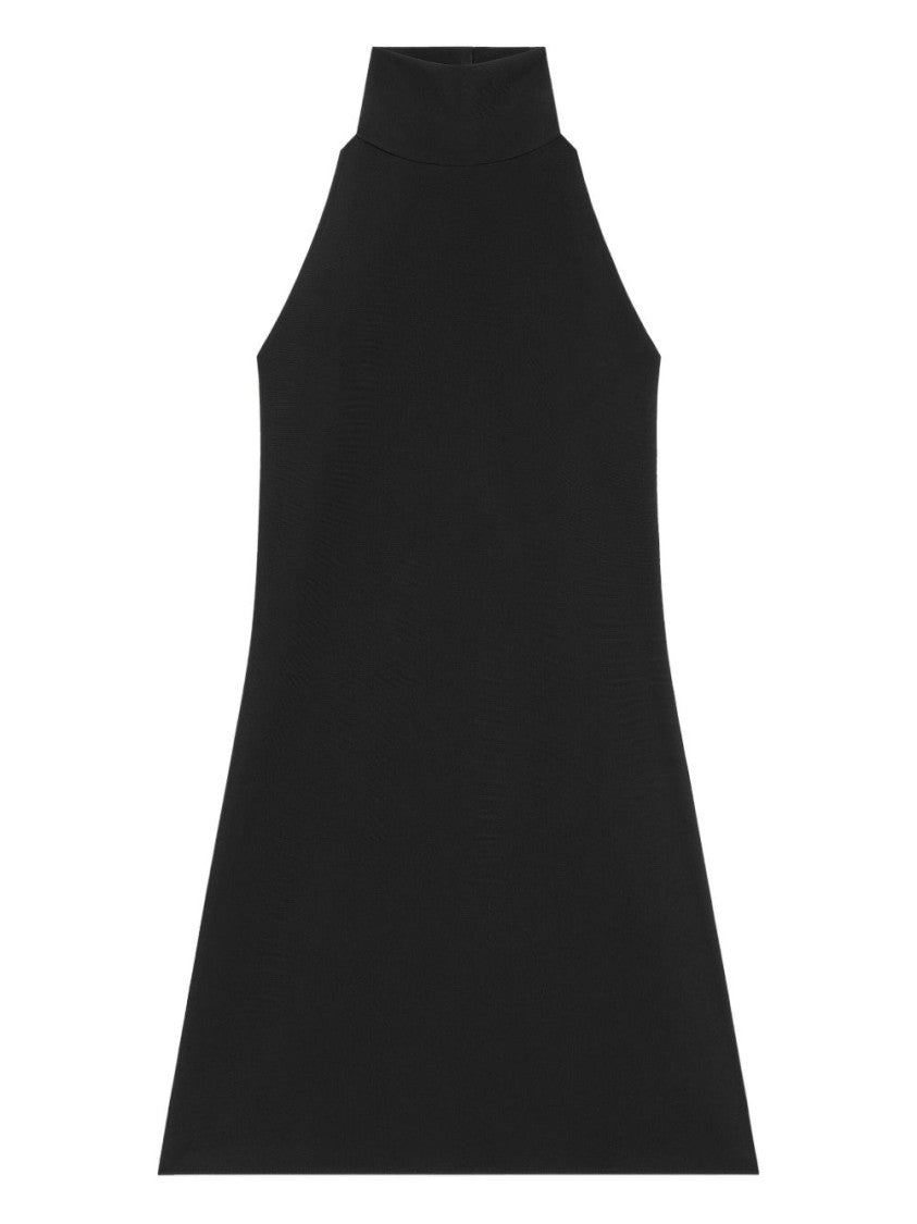 Courrèges Black High Neck Sleeveless Open Dress
