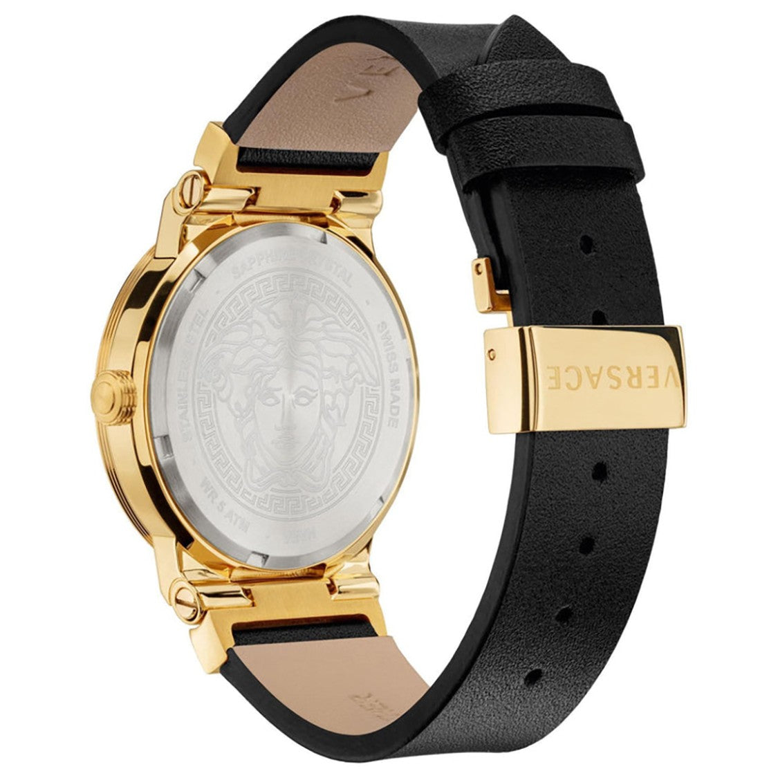 Versace Greca Logo Lady Watch With Gold-Colored Stainless Steel Case And Black Dial