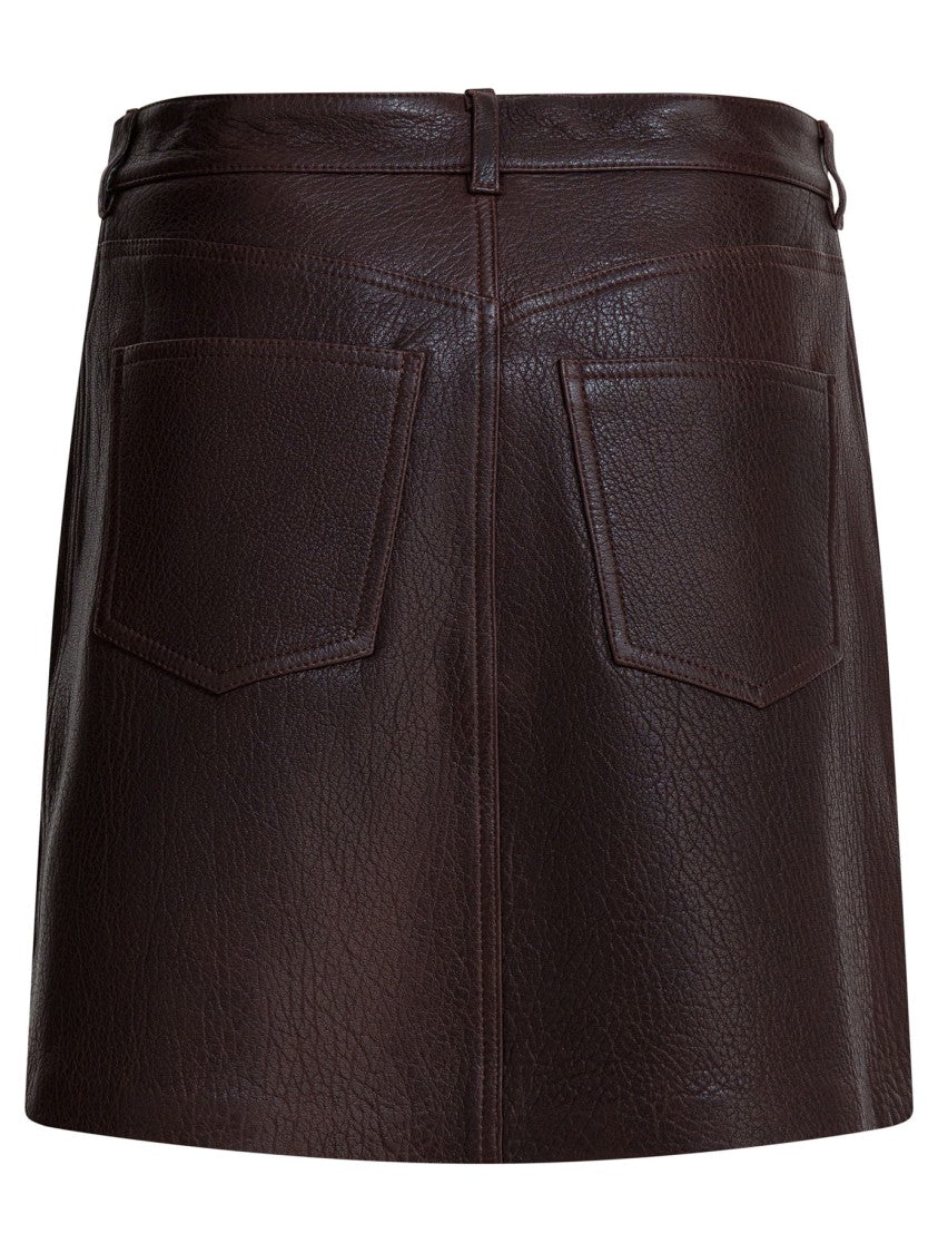 Ivy & Oak Bordeaux Leather Skirt With Fitted Silhouette