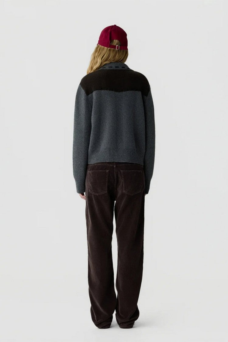 Guest In Residence Charcoal Yoke Detail Zip-Front Wool-Blend Jacket