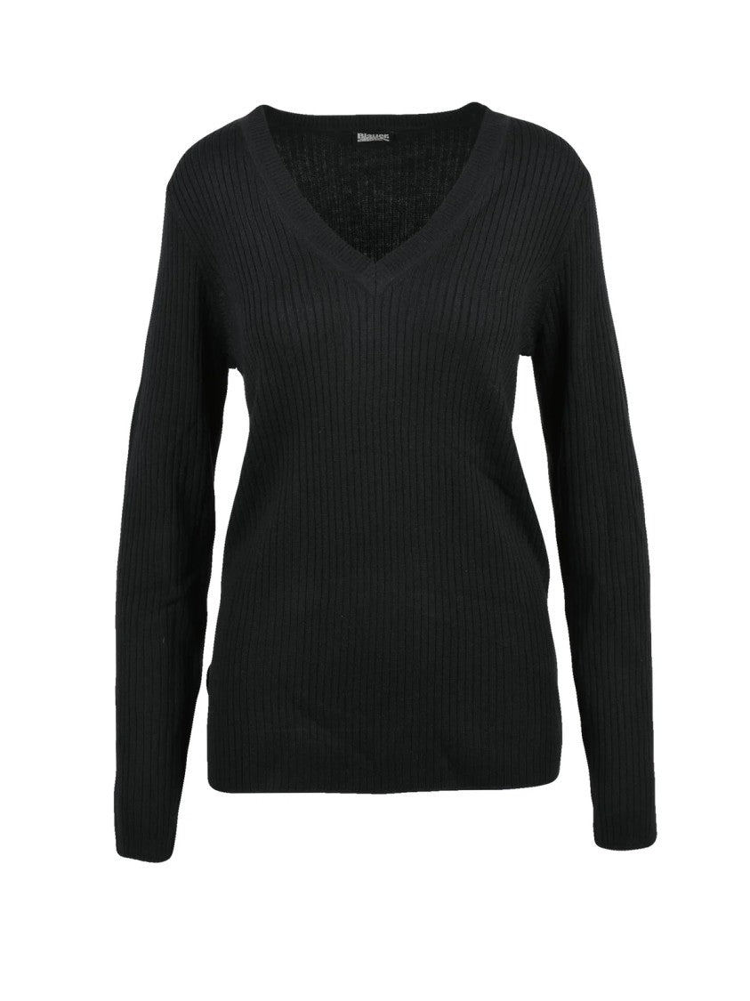 Blauer V-Neck Ribbed Underlayer With Warm Texture