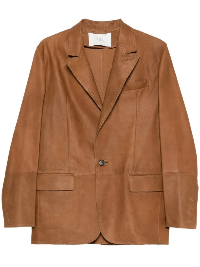 Tela Brown Golde Tailored Structured Polyester Jacket