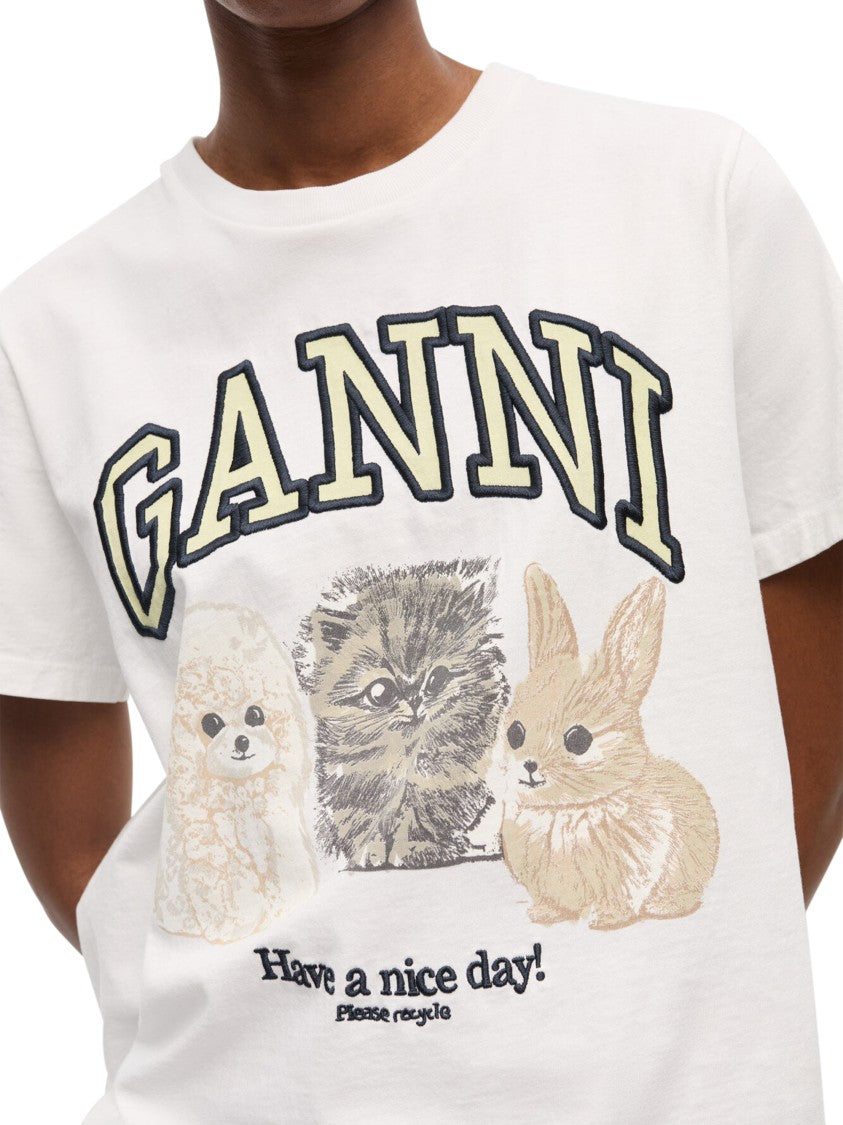 Ganni Relaxed-Fit Graphic T-Shirt With Playful Animal Motif