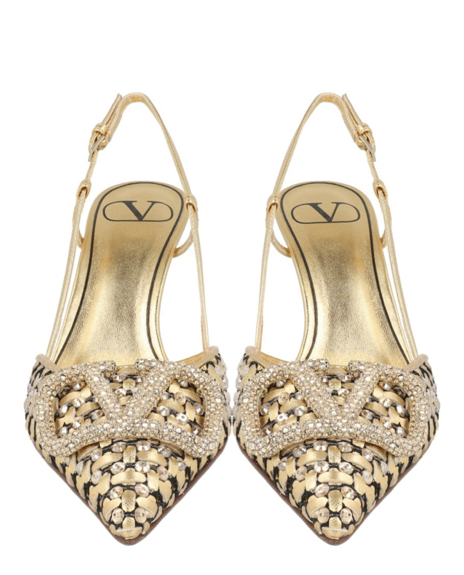 Valentino Vlogo Signature Metallic Slingback Pumps
