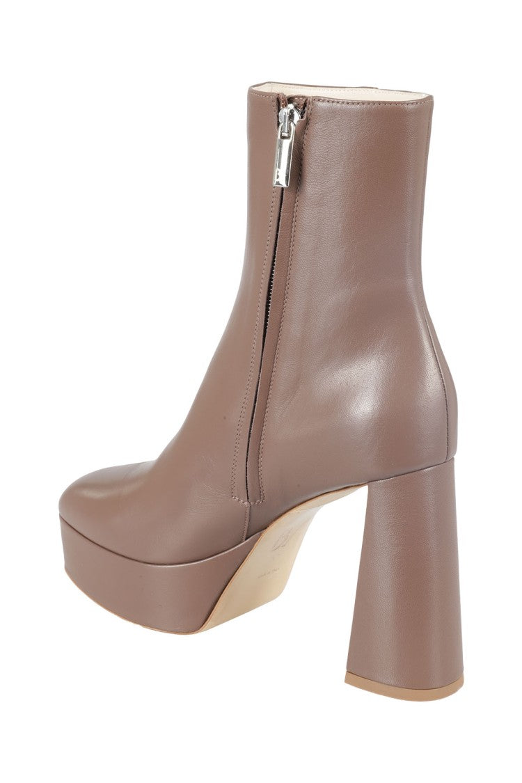Bettina Vermillon Rounded Toe Ankle Boots