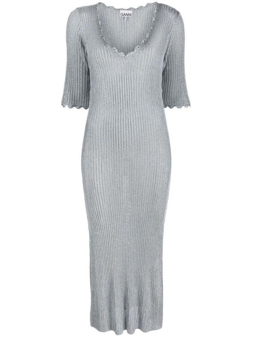 Ganni Metallic Knit Dress