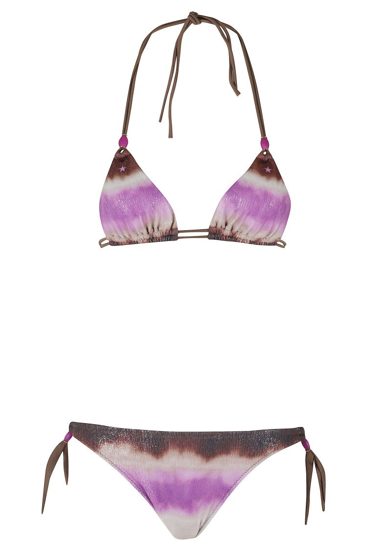Pin-Up Purple Tie Dye Glitter Foil Brazilian Polyester Bikini