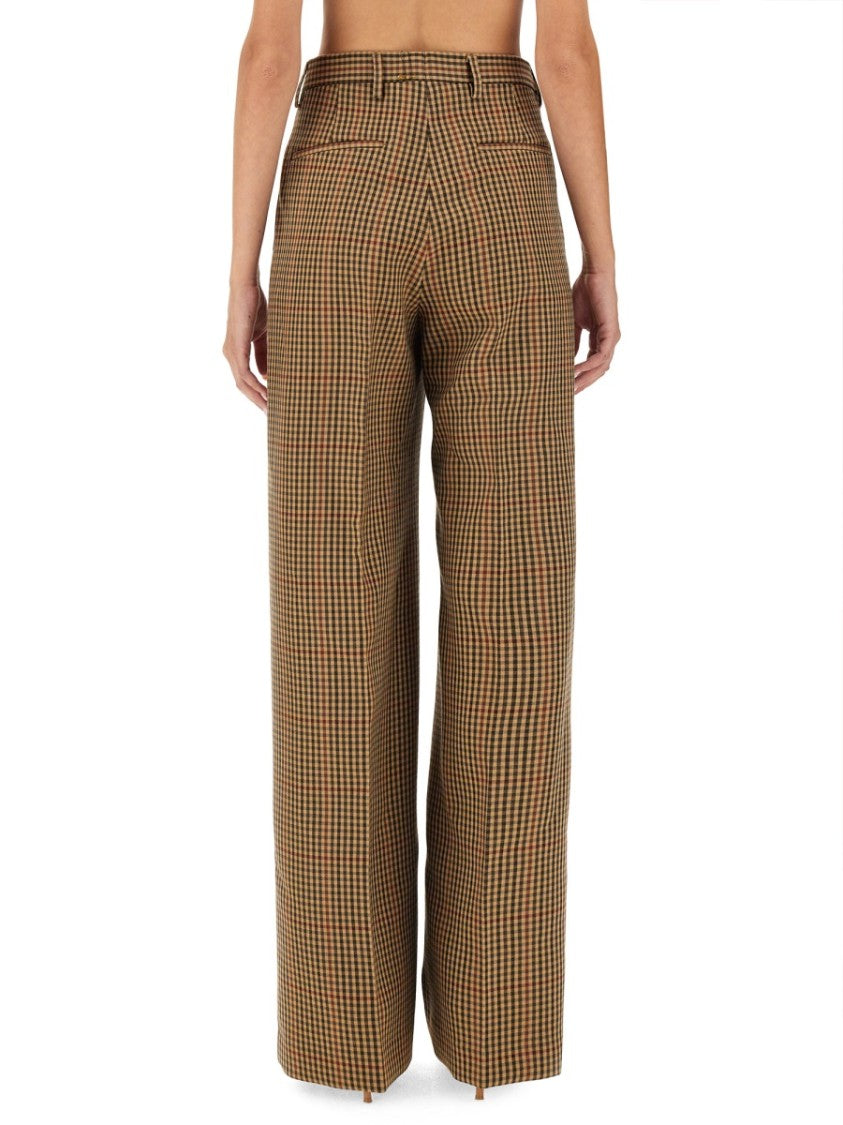 Dries Van Noten Check Pattern Wool Pants With Regular Fit