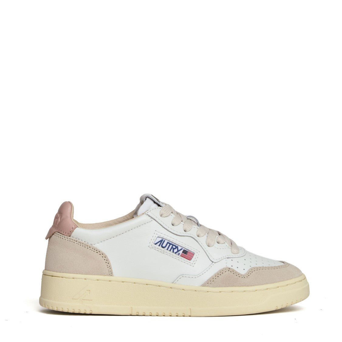 Autry White Powder Pink Medalist Low Suede Sneakers