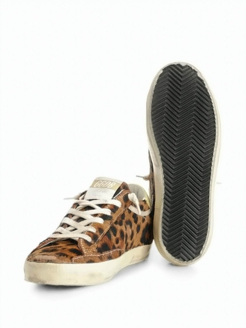 Golden Goose Bold Leopard Print Golden Goose Sneakers With Distressed Sole
