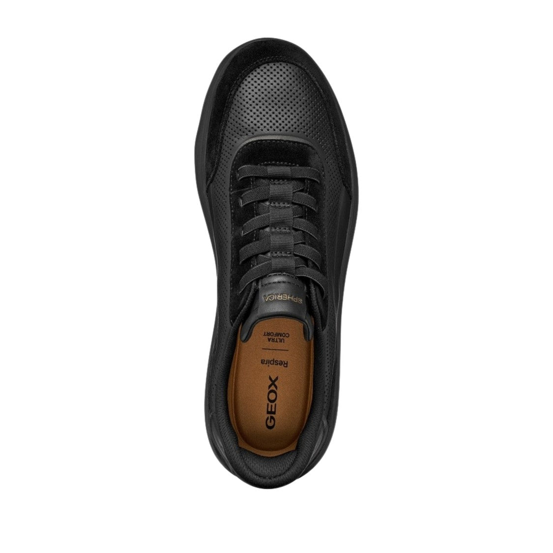 Geox Spherica Plus Black Perforated Sneakers