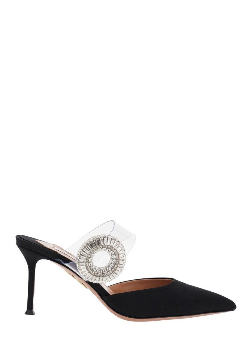 Aquazzura Pointed-Toe Crystal Hoop Mule