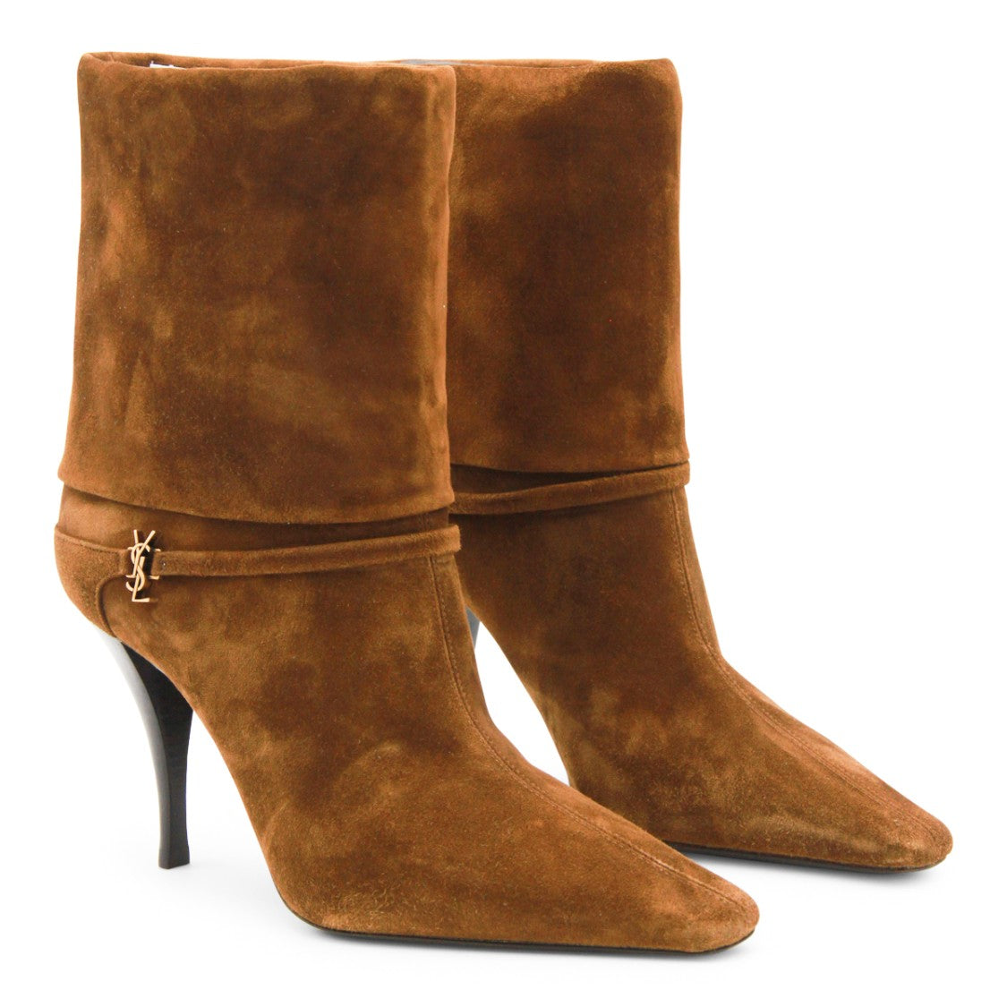 Saint Laurent Brown Vicky 90 Suede Boots