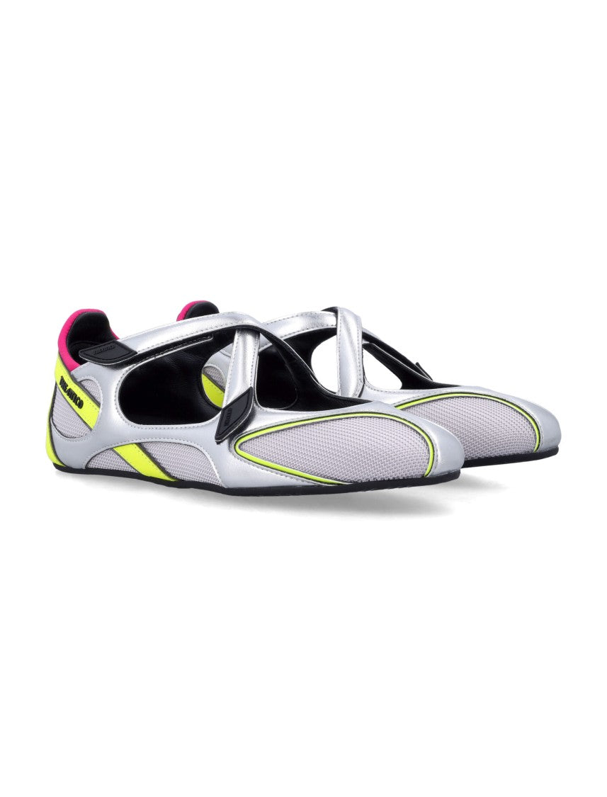 The Attico Floor Silver Mesh Architectural Ballerinas