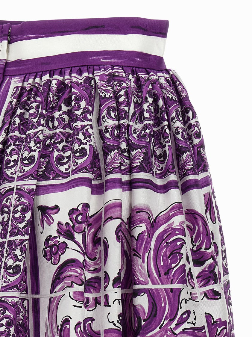 Dolce & Gabbana 'Maiolica' Print Silk Skirt