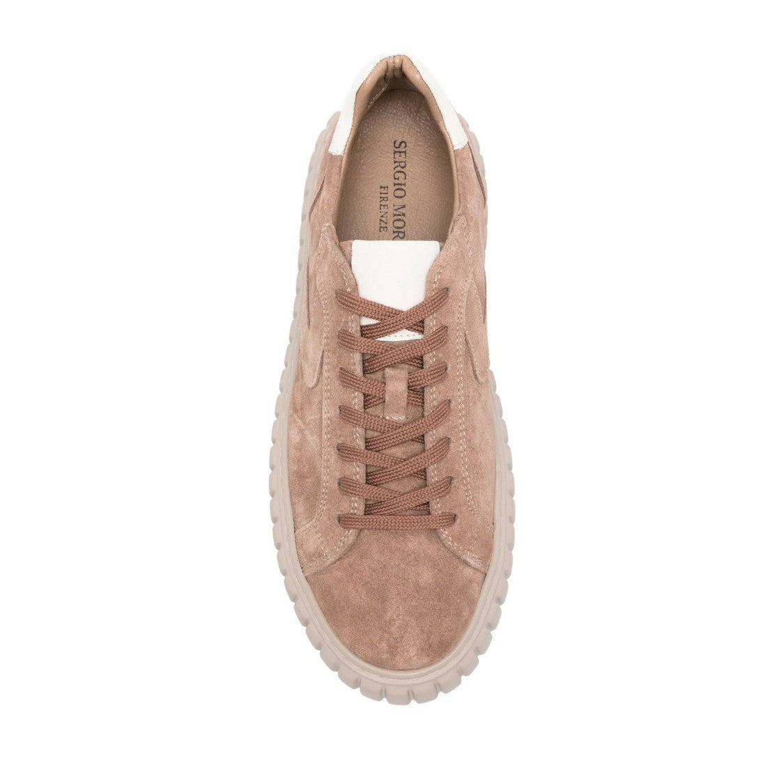 Sergio Moretti Beige Wave Stitch Detailing Suede Flat Sneakers