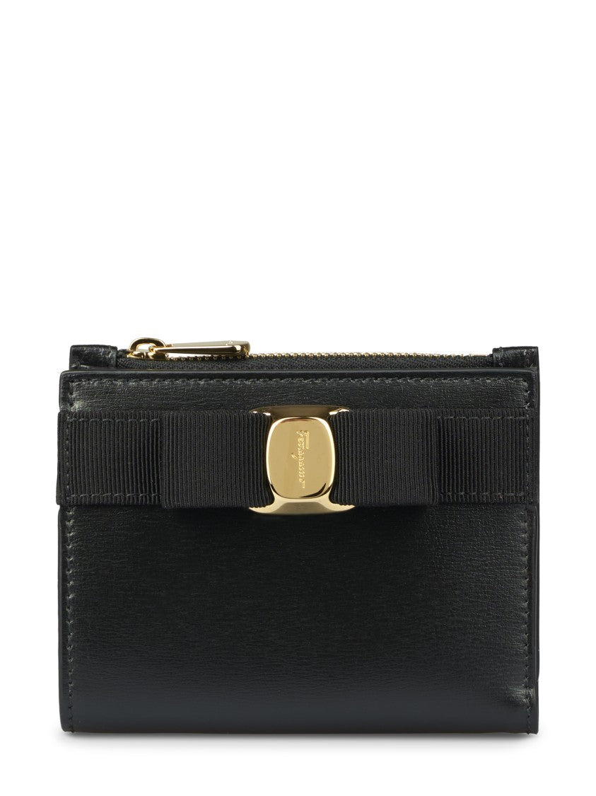 Ferragamo Bow-Detail Smooth Split Calf Leather Wallet