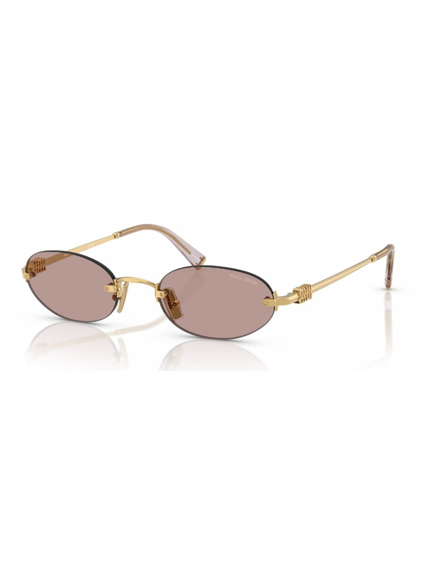 Miu Miu Gold A54s Sole Oval Brown Sunglasses