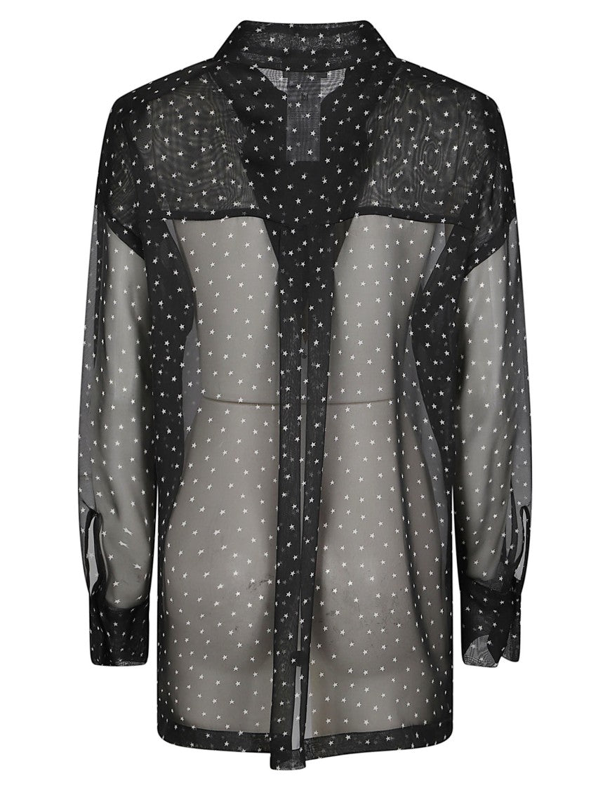 P.A.R.O.S.H. Black Pioggia Sheer Polyester Shirt