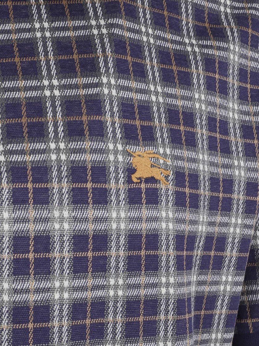 Burberry Checkered Polo Top With 3-Button Closure