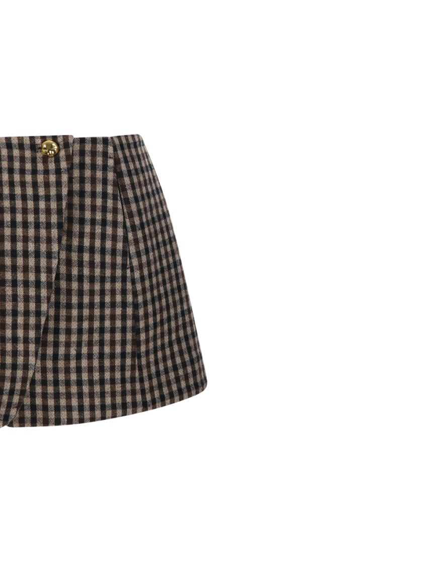 Ganni Check Wool Mix Skirt