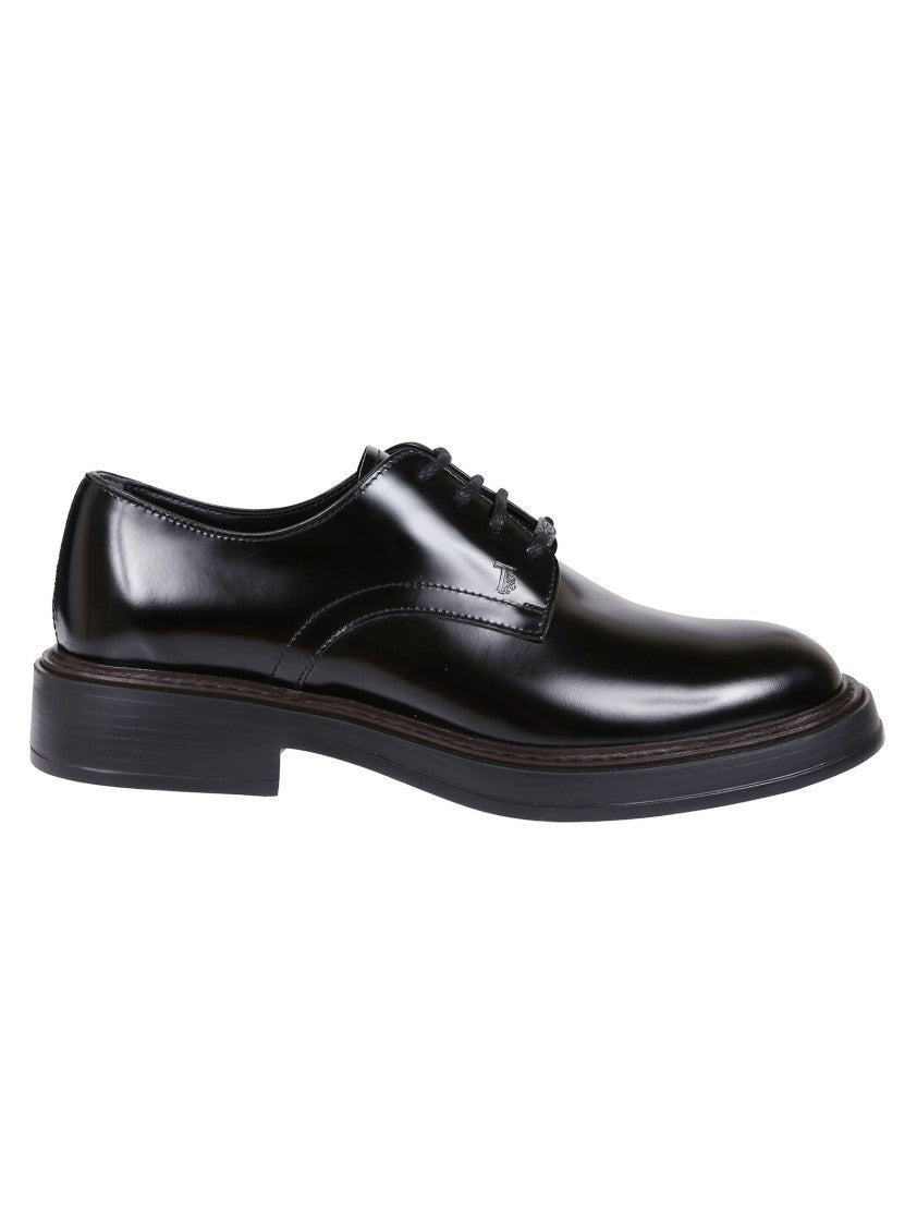 Tod's Polished Leather Derby Shoes With Classic Lace-Up Design