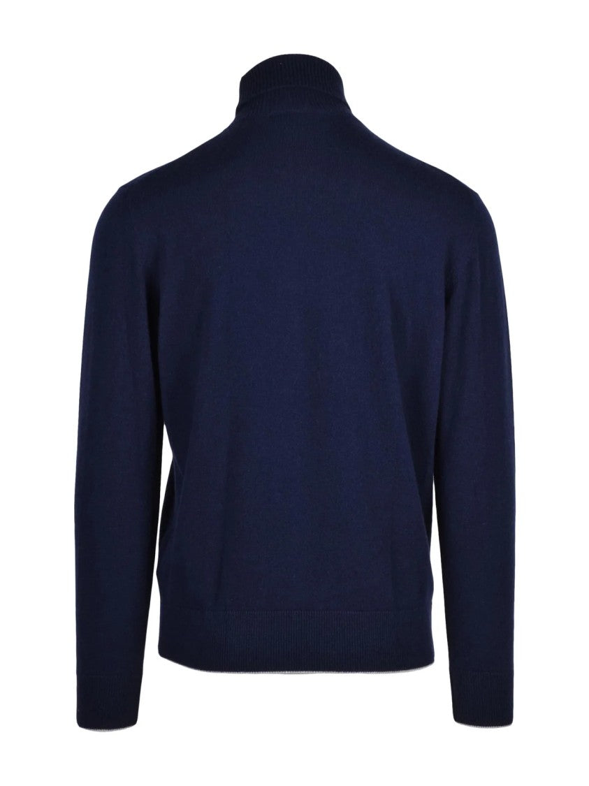 Eleventy Cashmere Turtleneck Sweater With High Neck And Ribbed Details
