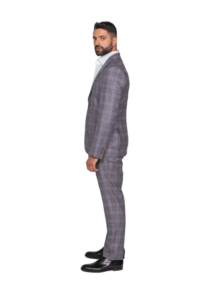 Etro Roma Checkered Paisley Lined Two-Piece Suit