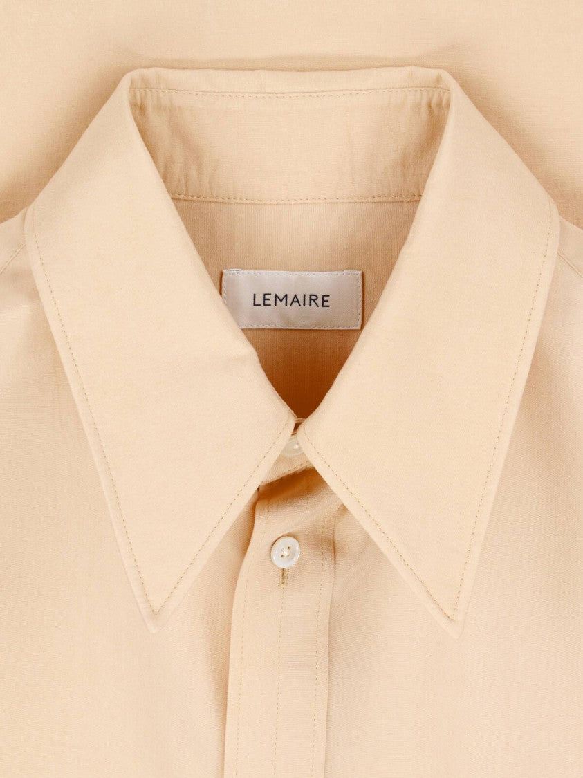 Lemaire Cream Long-Sleeve Silk Shirt
