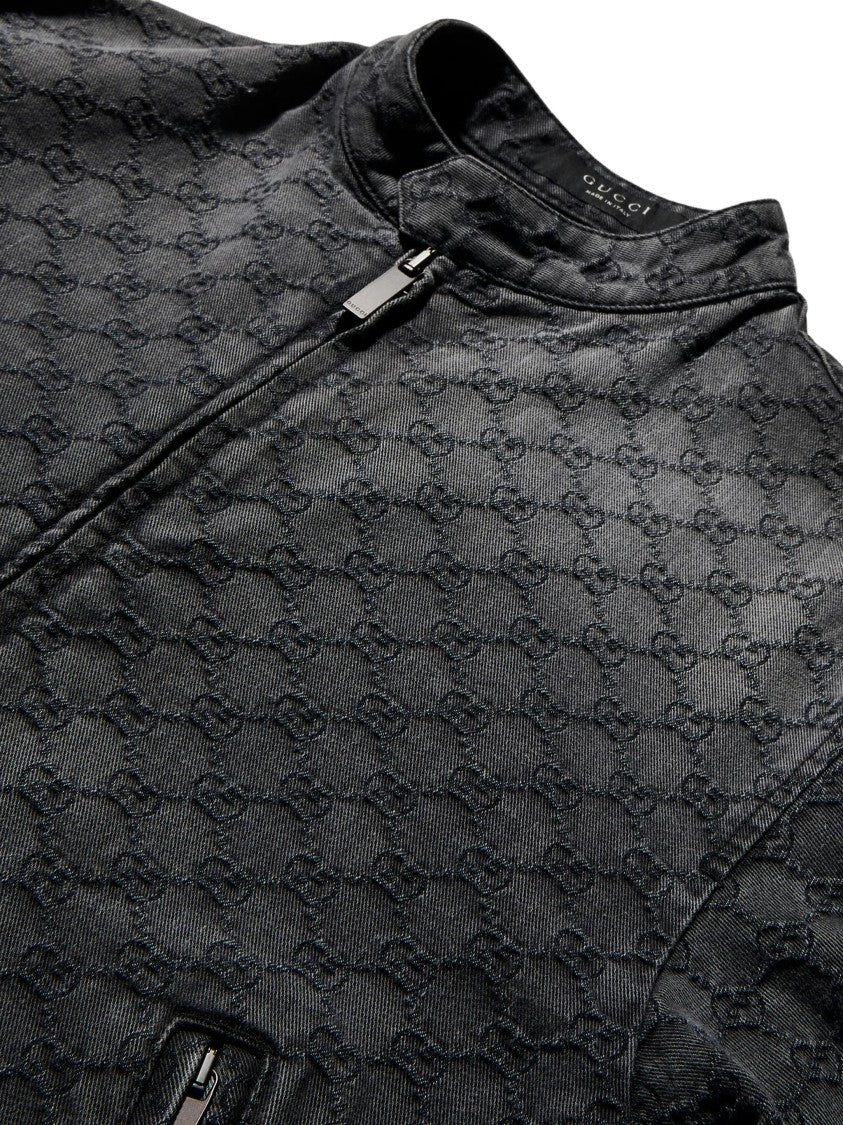 Gucci Biker Monogram Cropped Biker Jacket