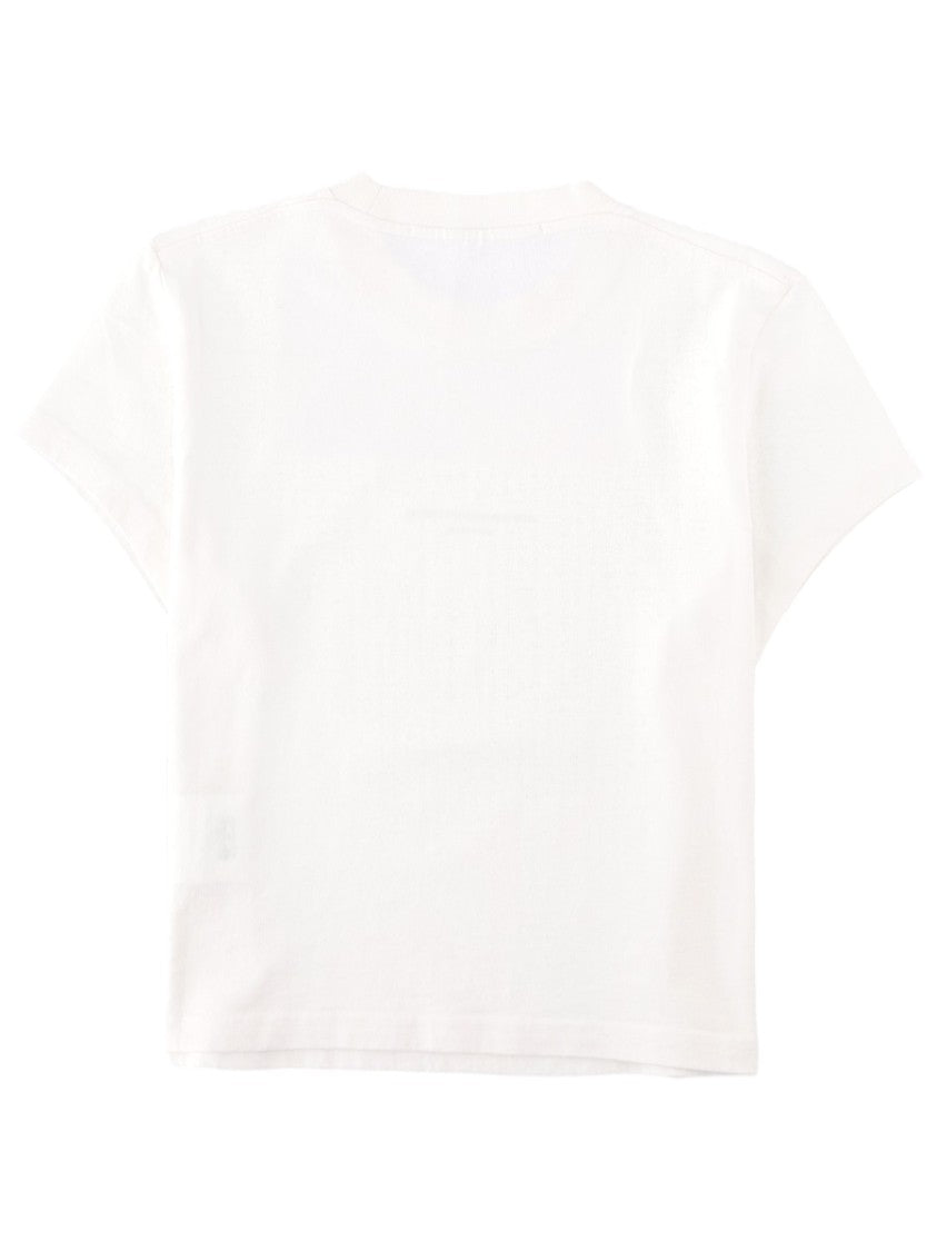 Alexander Wang Cropped Centered Logo White Cotton T-Shirt