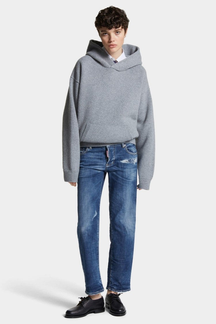 Dsquared2 Blue Cotton-Polyester Distressed Skinny Jeans