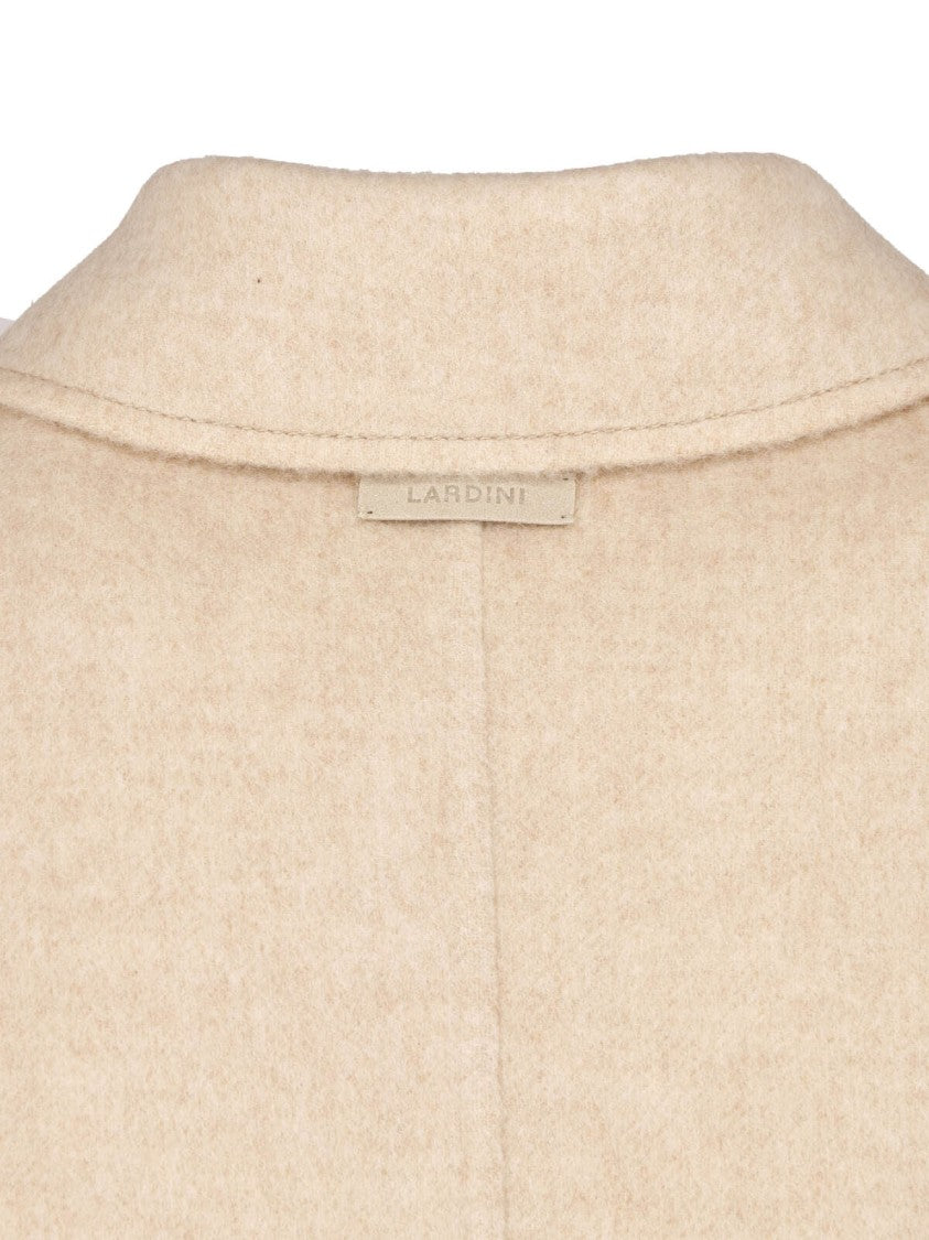 Lardini Beige Classic Collar Button-Down Wool Jacket