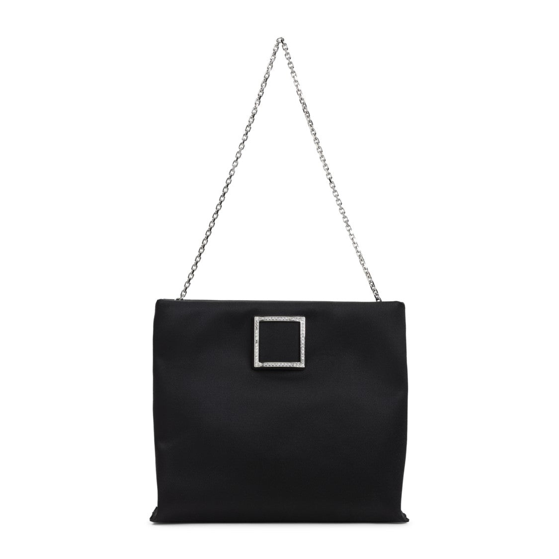 Roger Vivier Trompette Strass Soft Black Satin Clutch