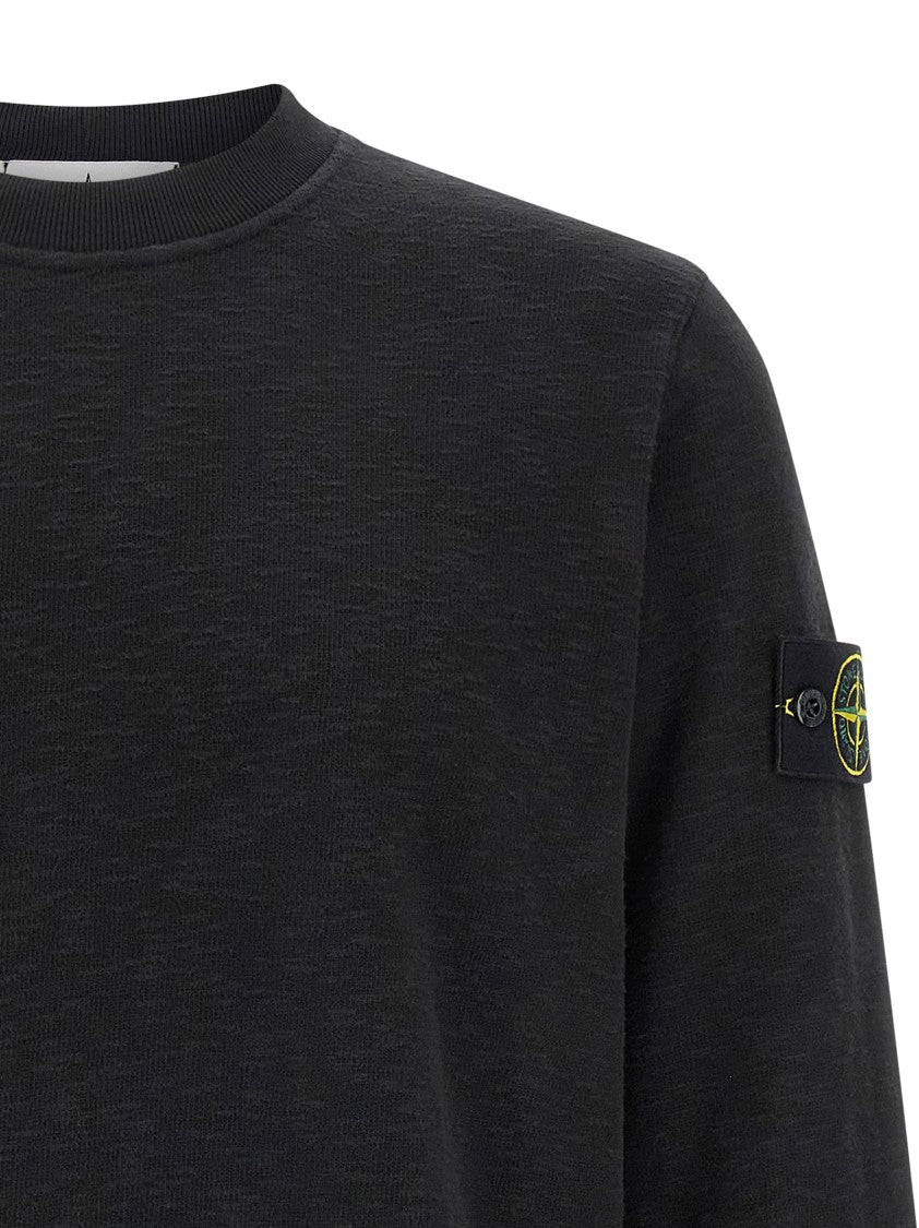 Stone Island Flamed Cotton Sweatshirt With Crew Neck