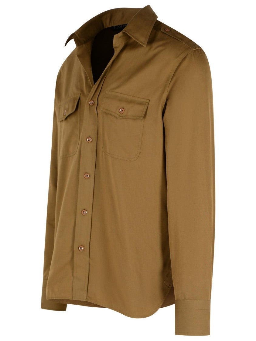 Tom Ford Army Green Silk Blend Shirt