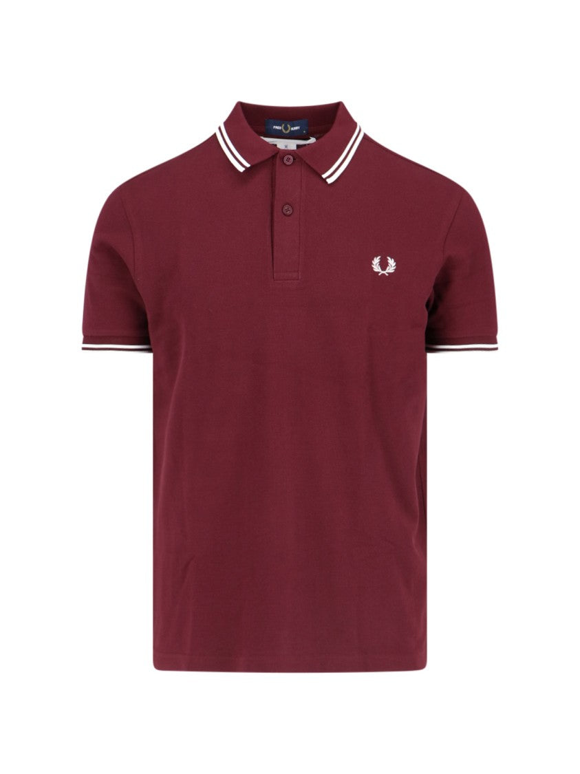 Comme Des Garçons Shirt Logo Polo Shirt In Burgundy Cotton