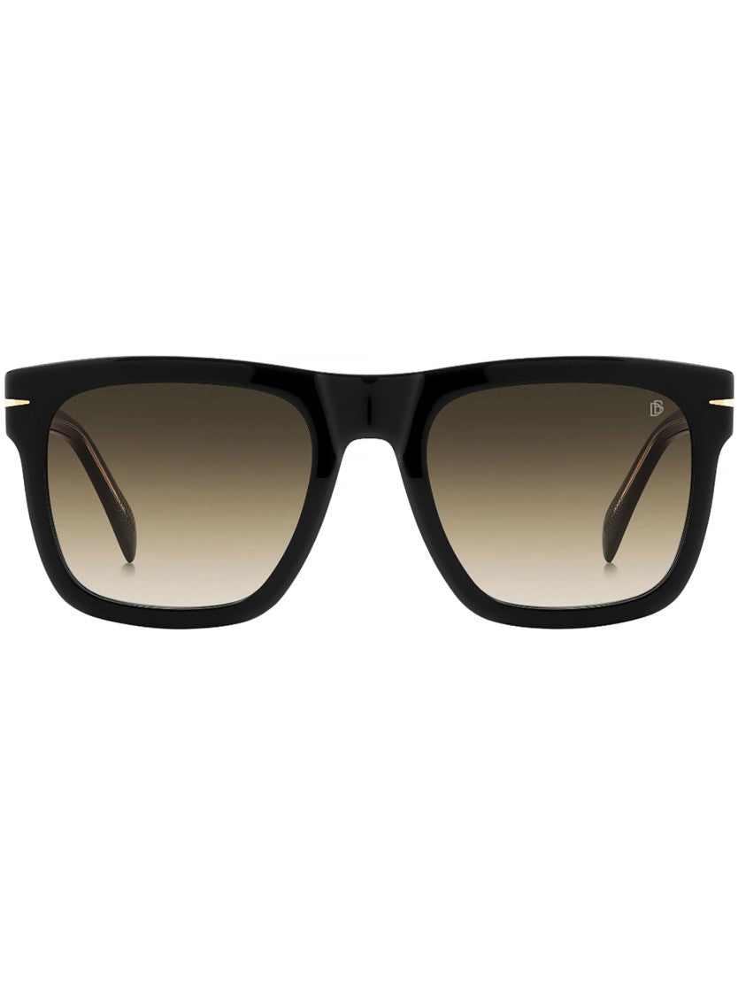 David Beckham Bold Rectangular Frame Sunglasses With Gold Accents